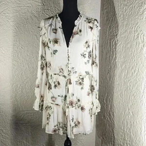 PAIGE Pomello Floral print Silk minidress in white multi